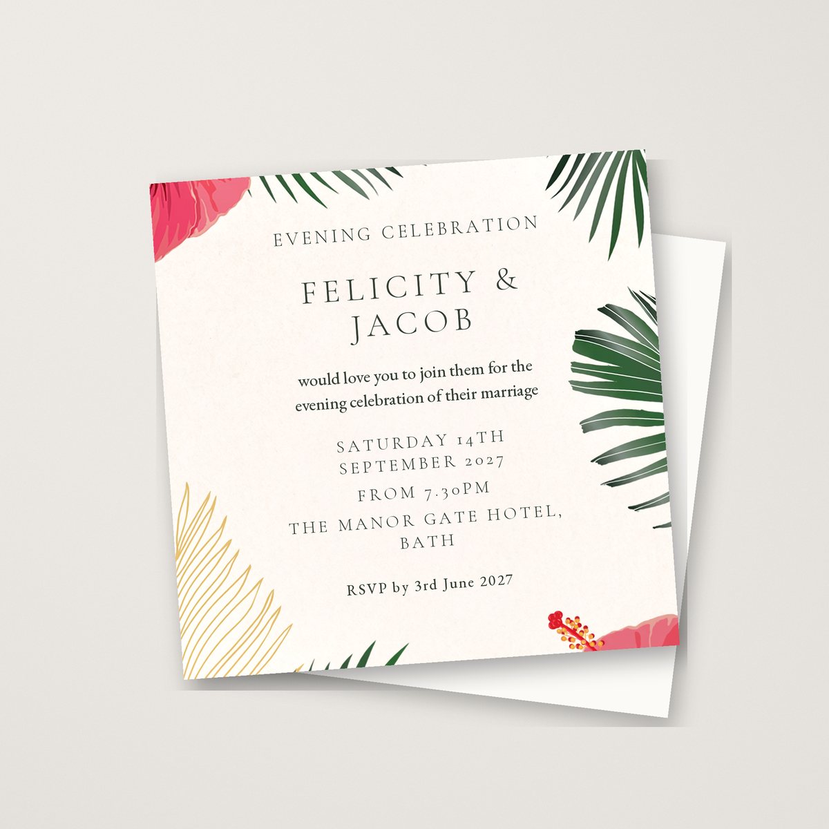 Tropical Coral Evening Invitation
