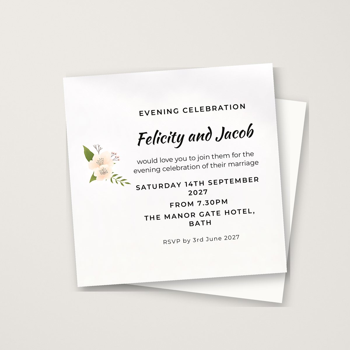 Fun Script / Flowers Evening Invitation