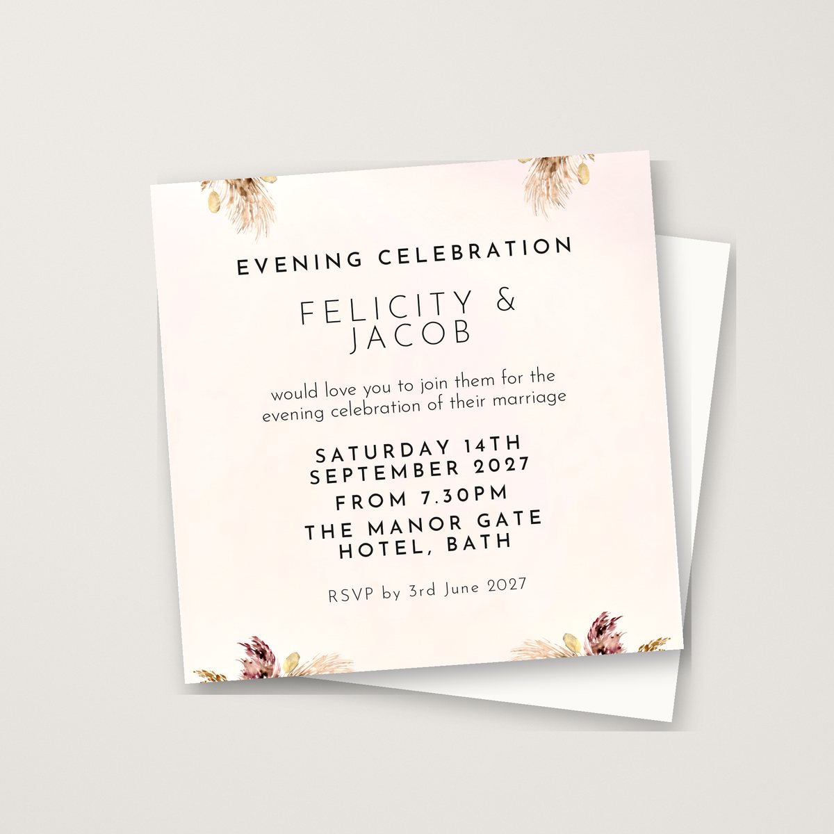 Boho Floral Evening Invitation