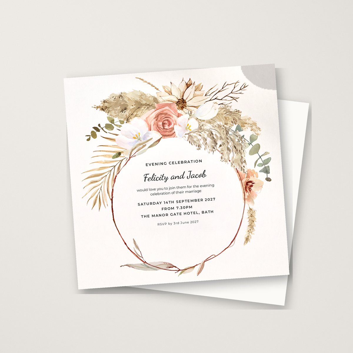Boho Hoop Evening Invitation