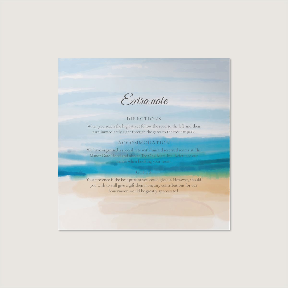 Beach Dream Information Card