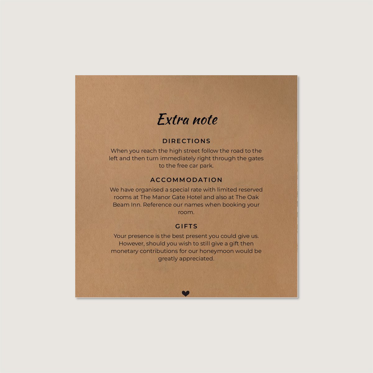 Fun Kraft Information Card