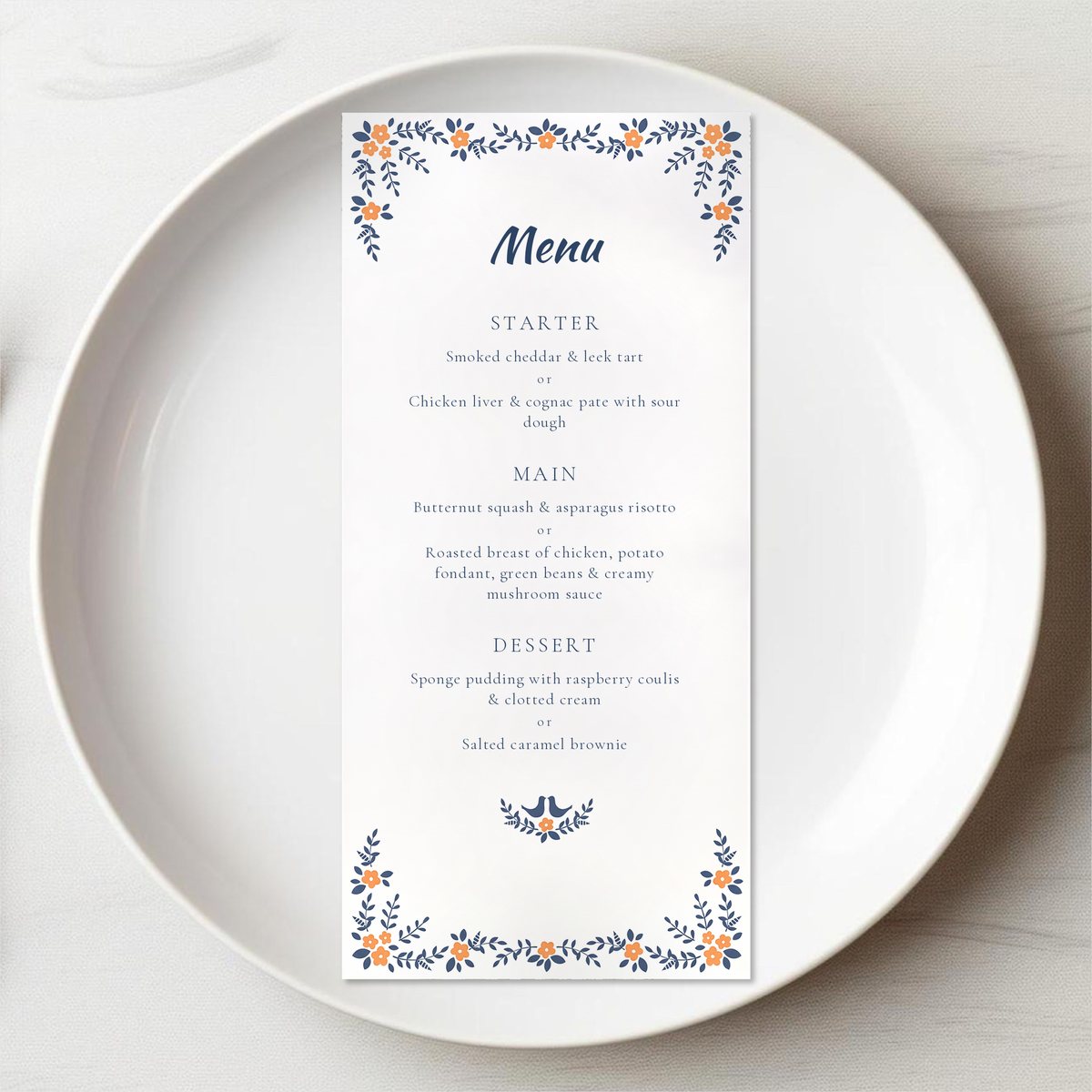 Country Floral Menu Card