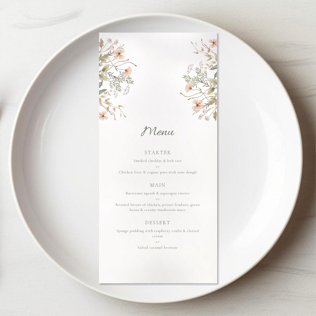 Among the Flowers Menu Card