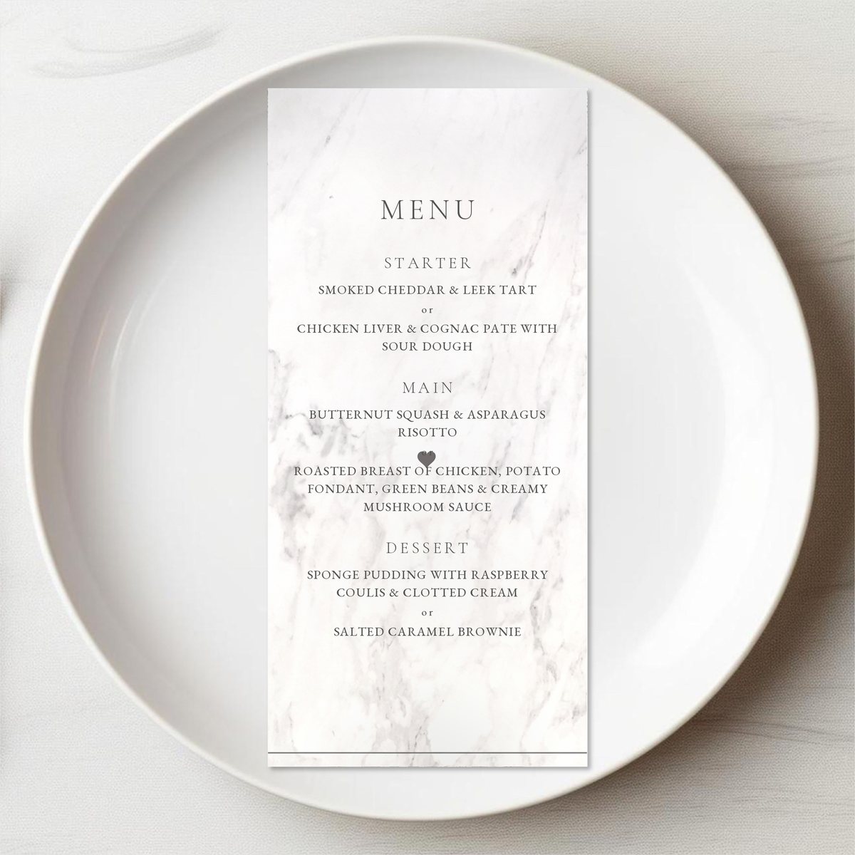 Simply Marble Menu Card