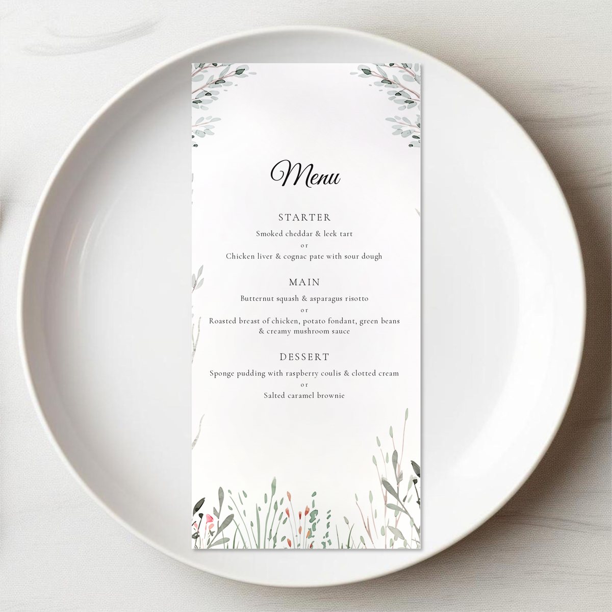 Naturally Beautiful Menu Card