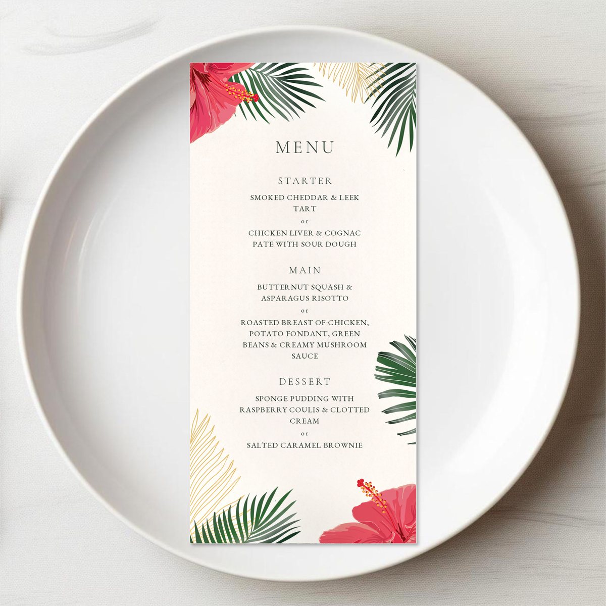 Tropical Coral Menu Card