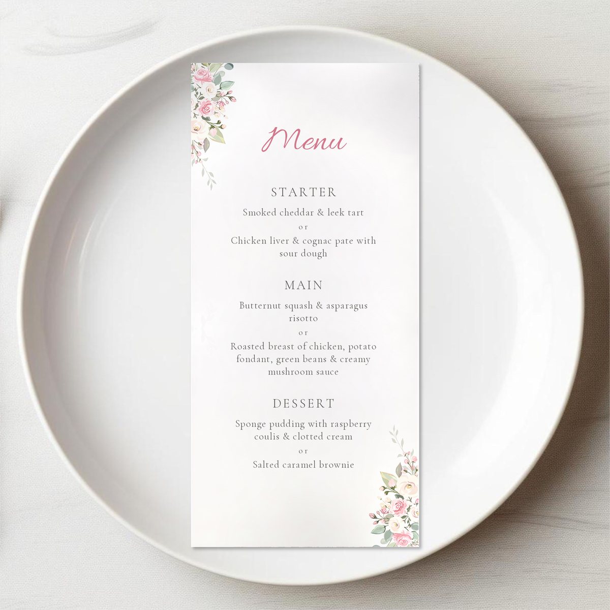 Delicate Rose Menu Card