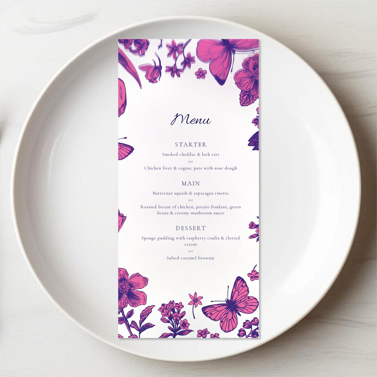 Butterfly Love Menu Card