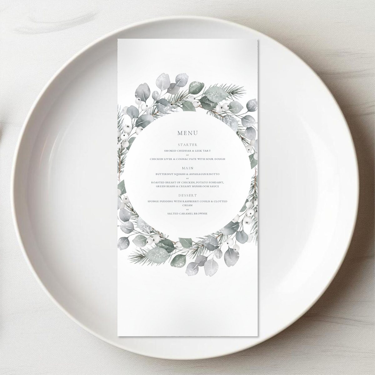 Frosted Wreath Menu Card