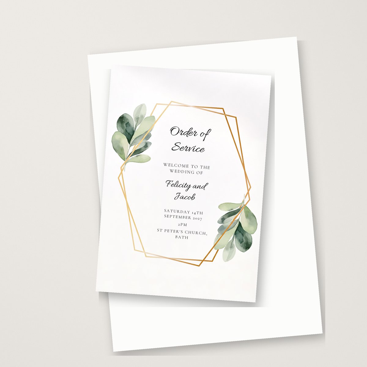 Leaf Gold Hex Order of Service