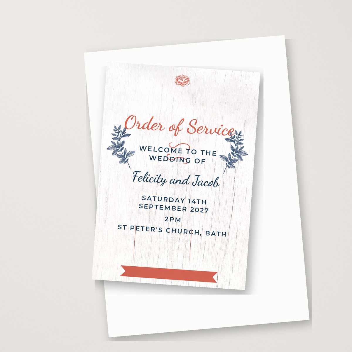 White Wood Floral Order of Service