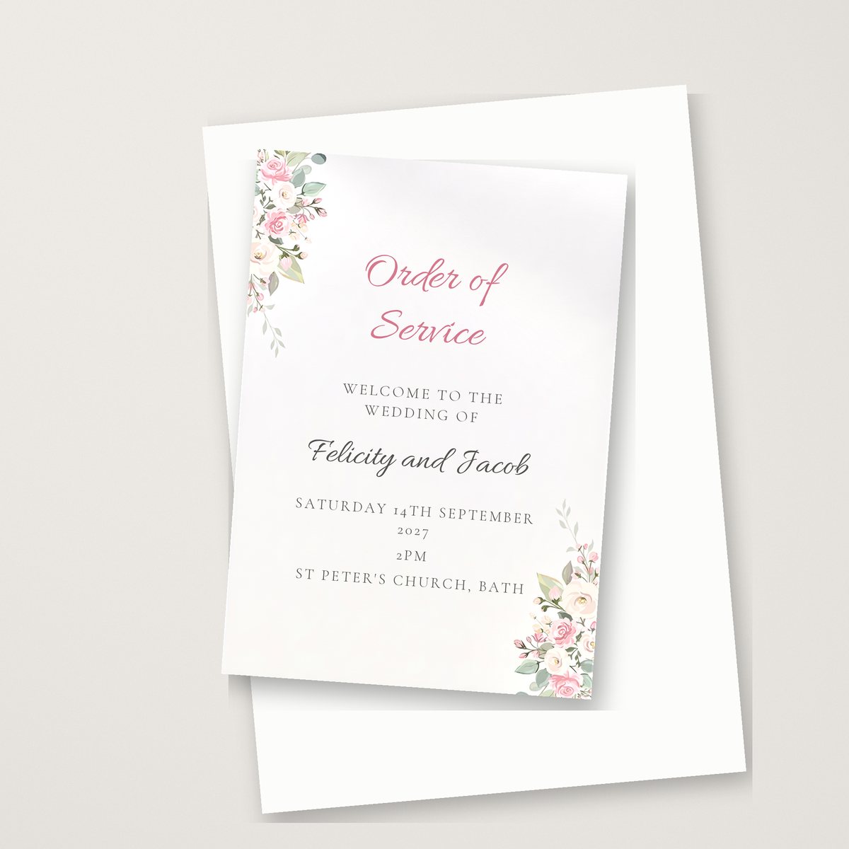 Delicate Rose Order of Service