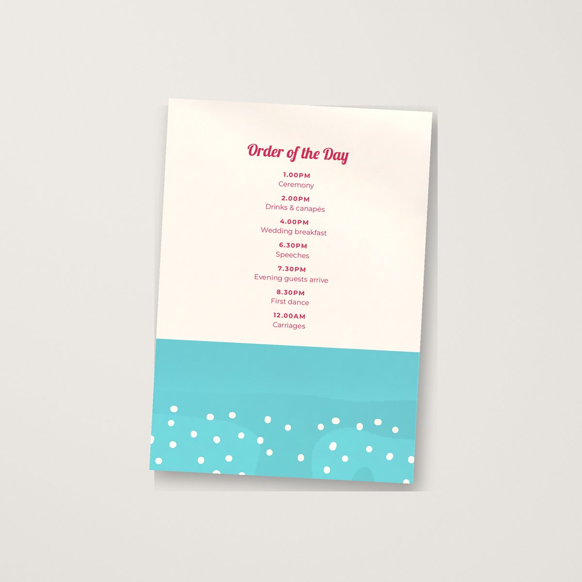 Good Times Itinerary / Order of the Day