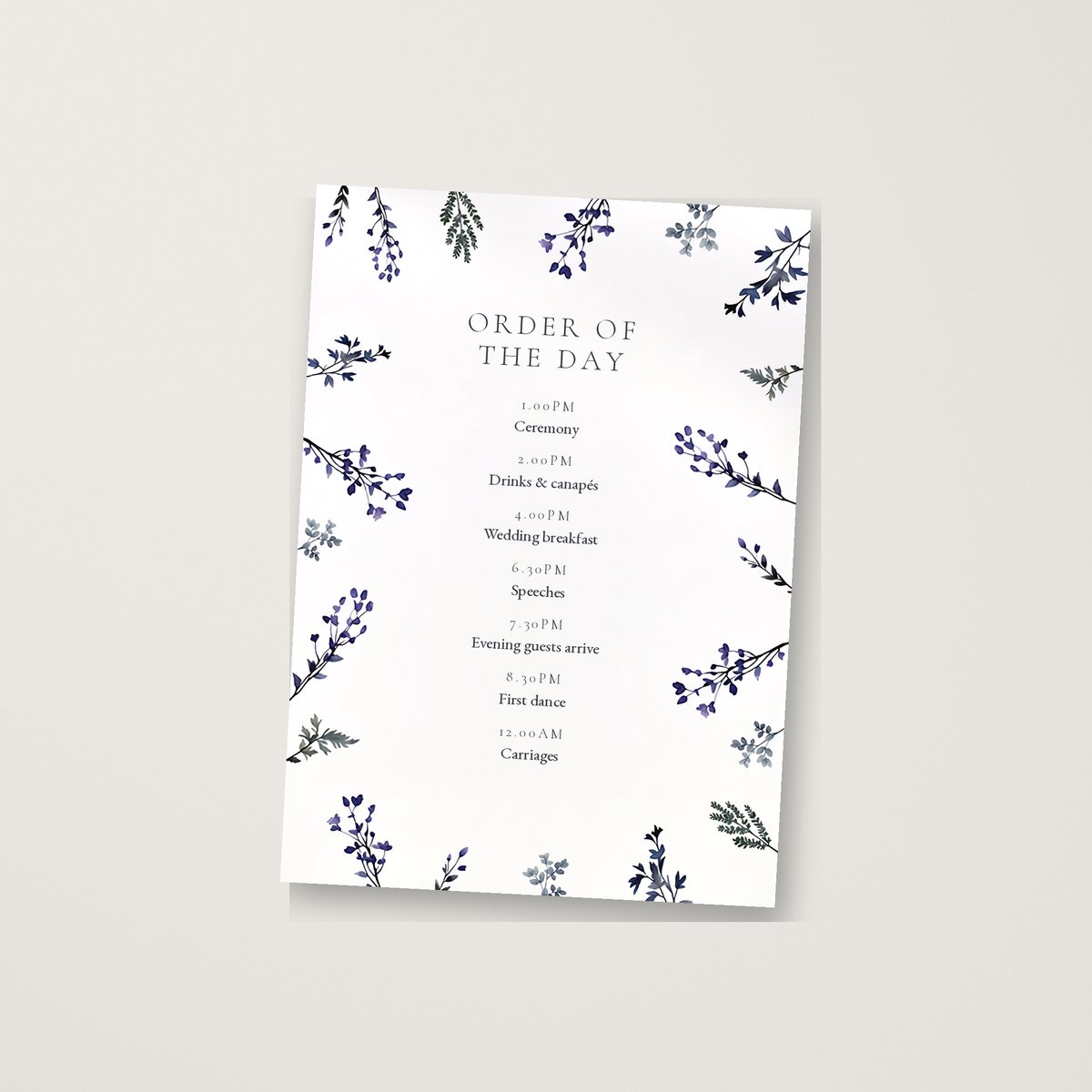 Petals and Twigs Itinerary / Order of the Day