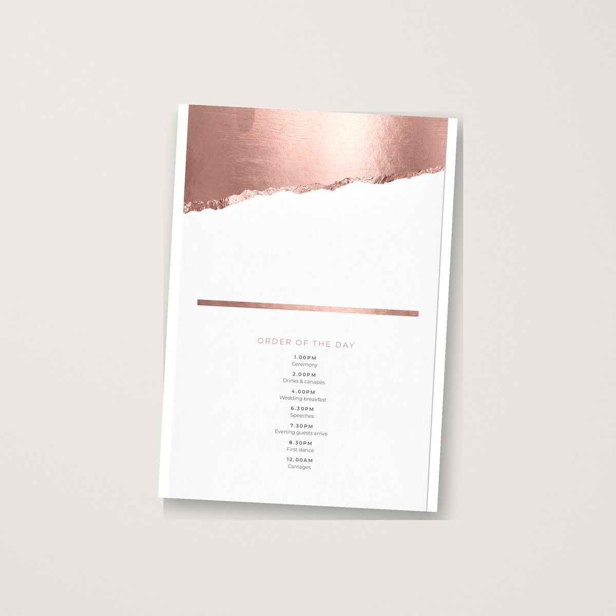 Chic Metallic Itinerary / Order of the Day