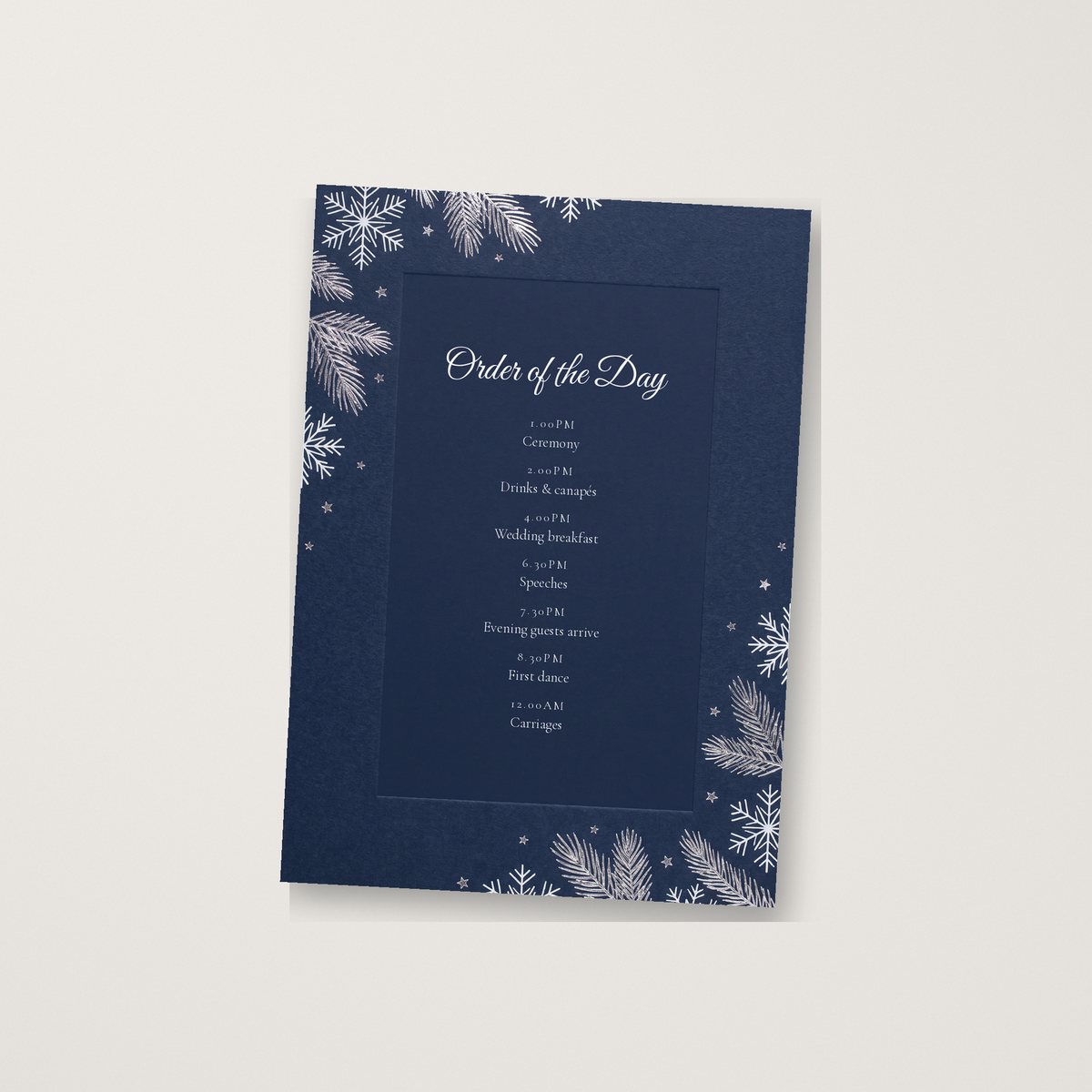 Winter Wedding Order of the Day