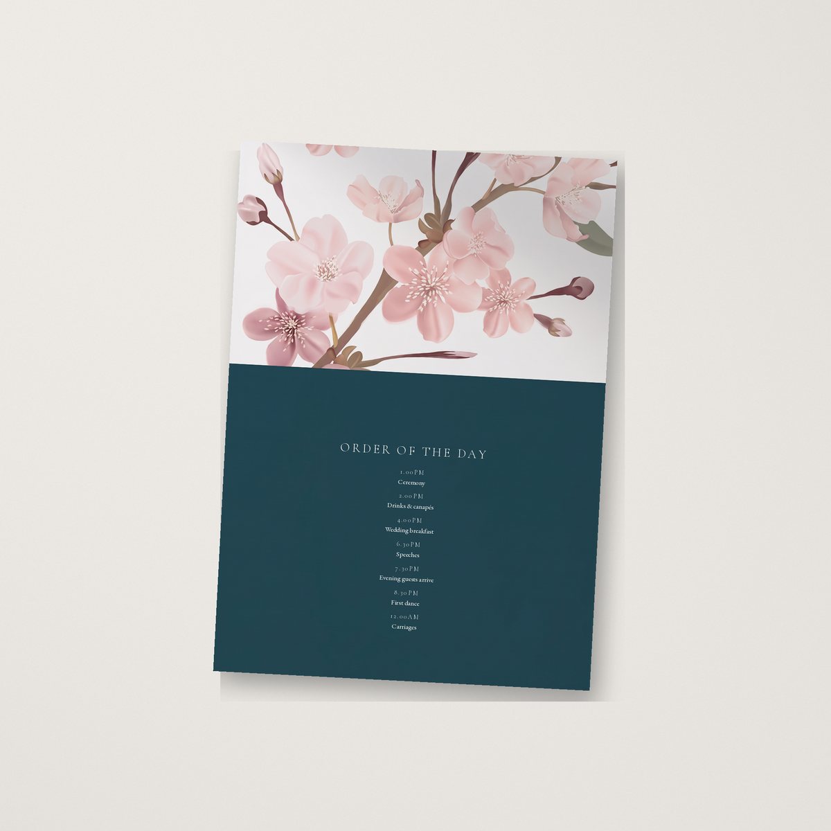 Colour Block Blossom Itinerary / Order of the Day