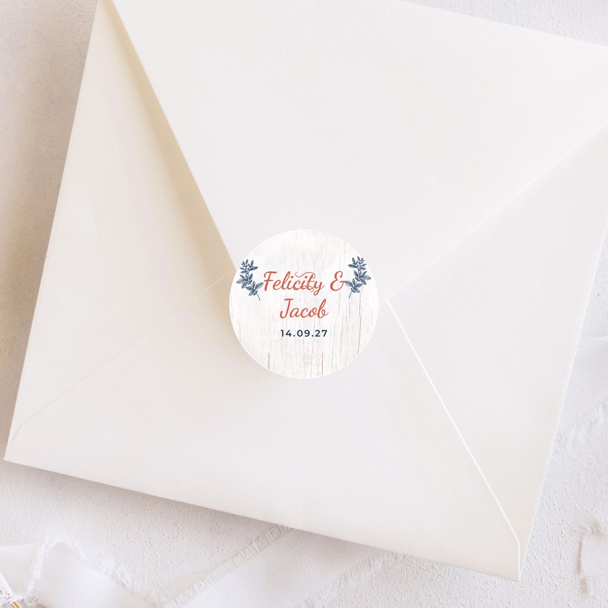 White Wood Floral 40mm Round Stickers