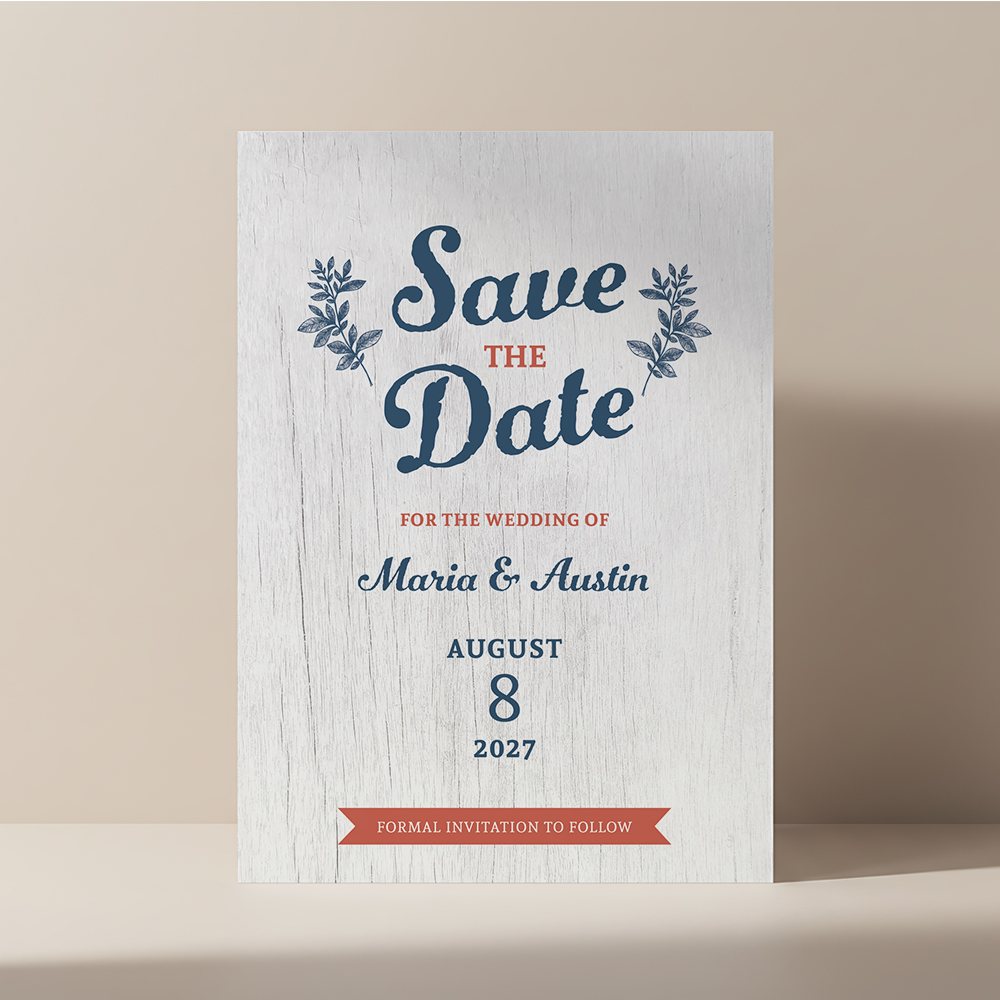 White Wood Floral Save the Date