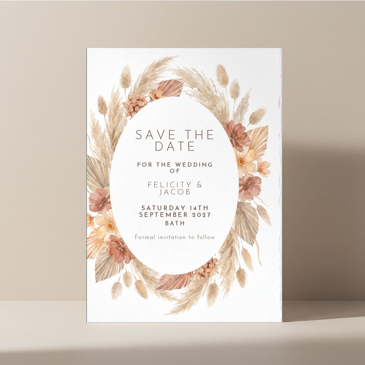 Oval Pampas Save the Date