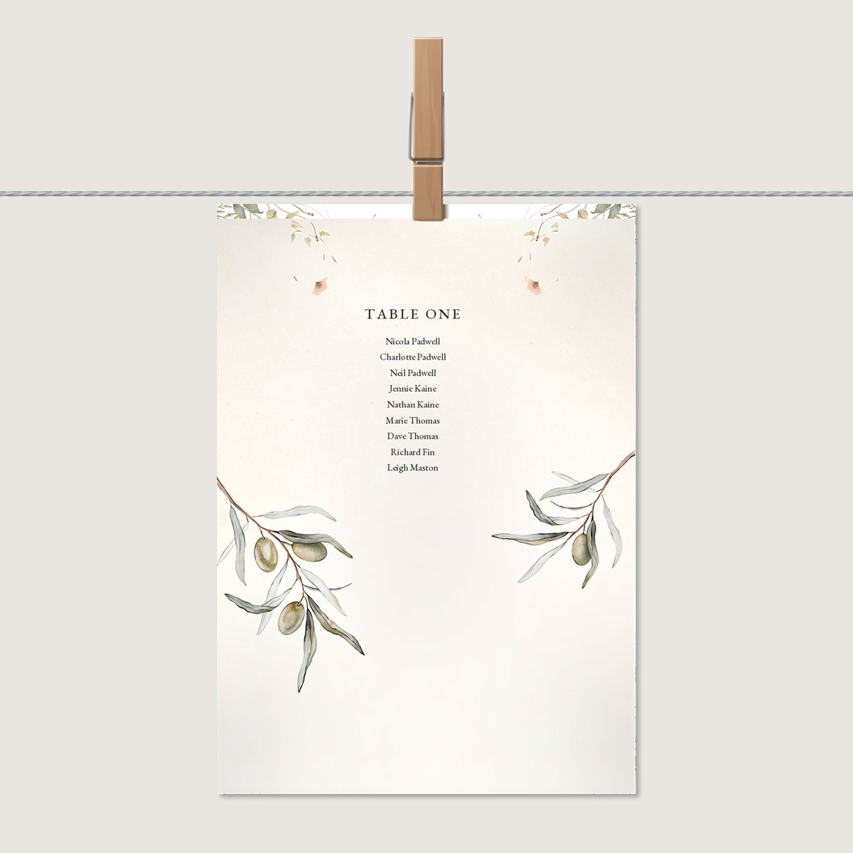 Olive Garden Table Number or Name Card