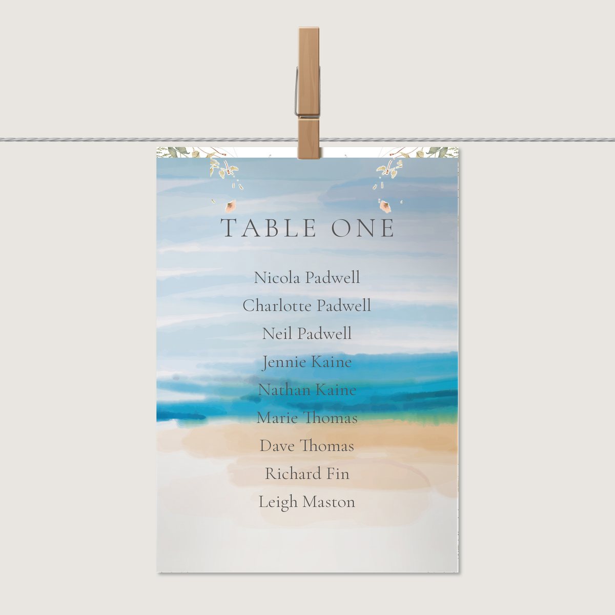 Beach Dream Table Number or Name Card
