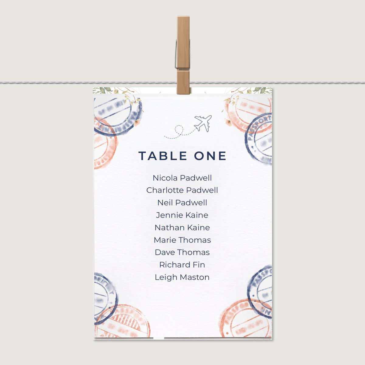 Jetting Off Table Number or Name Card