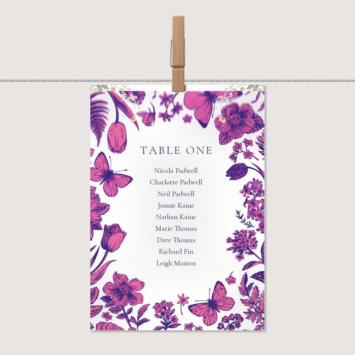 Butterfly Love Table Number or Name Card