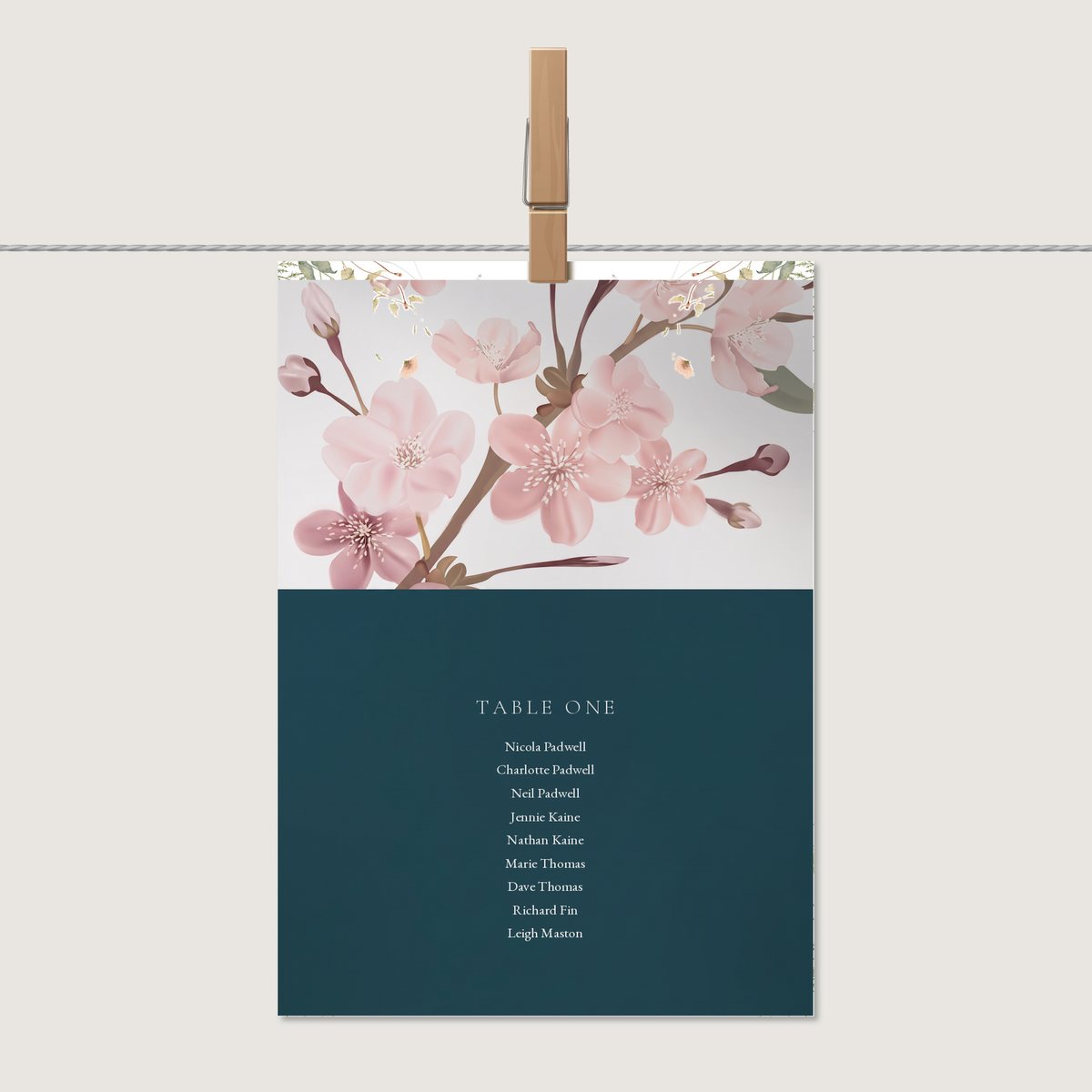 Colour Block Blossom Table Number or Name Card