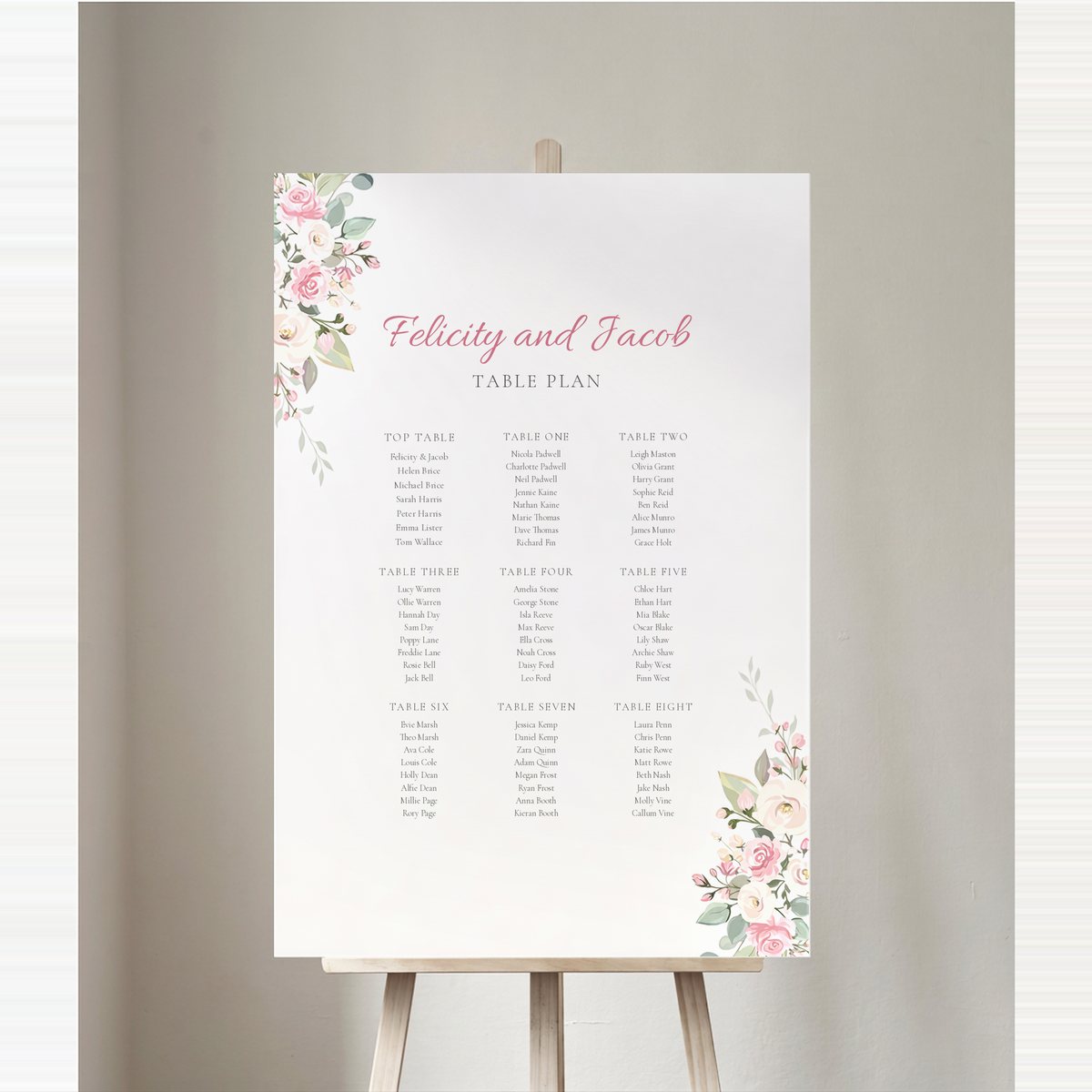 Delicate Rose Table Plan