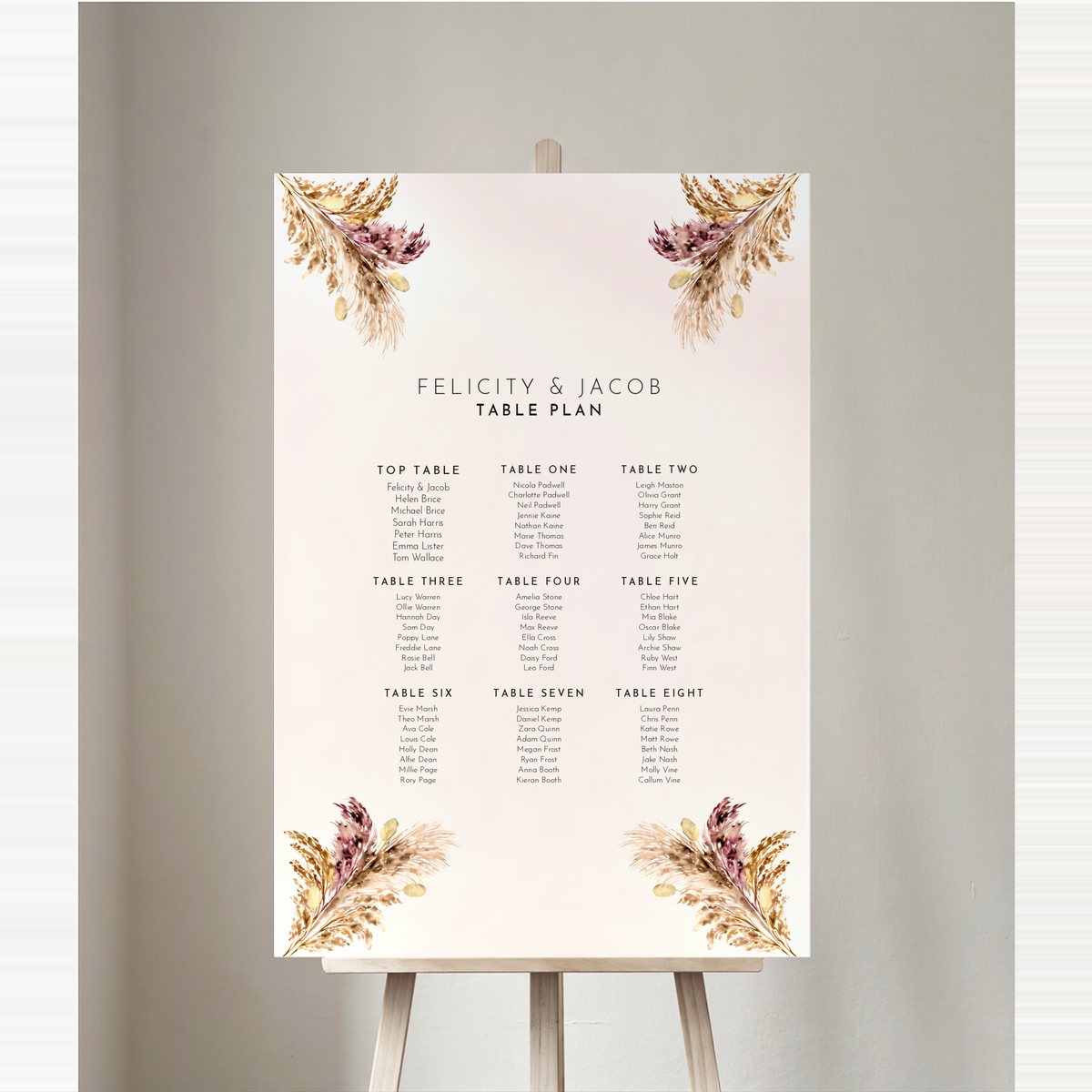 Boho Floral Table Plan