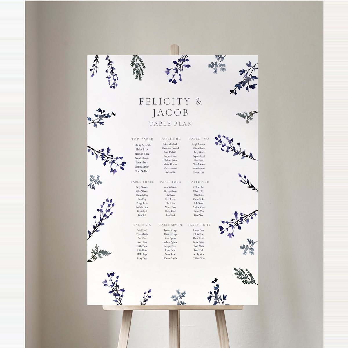 Petals and Twigs Table Plan