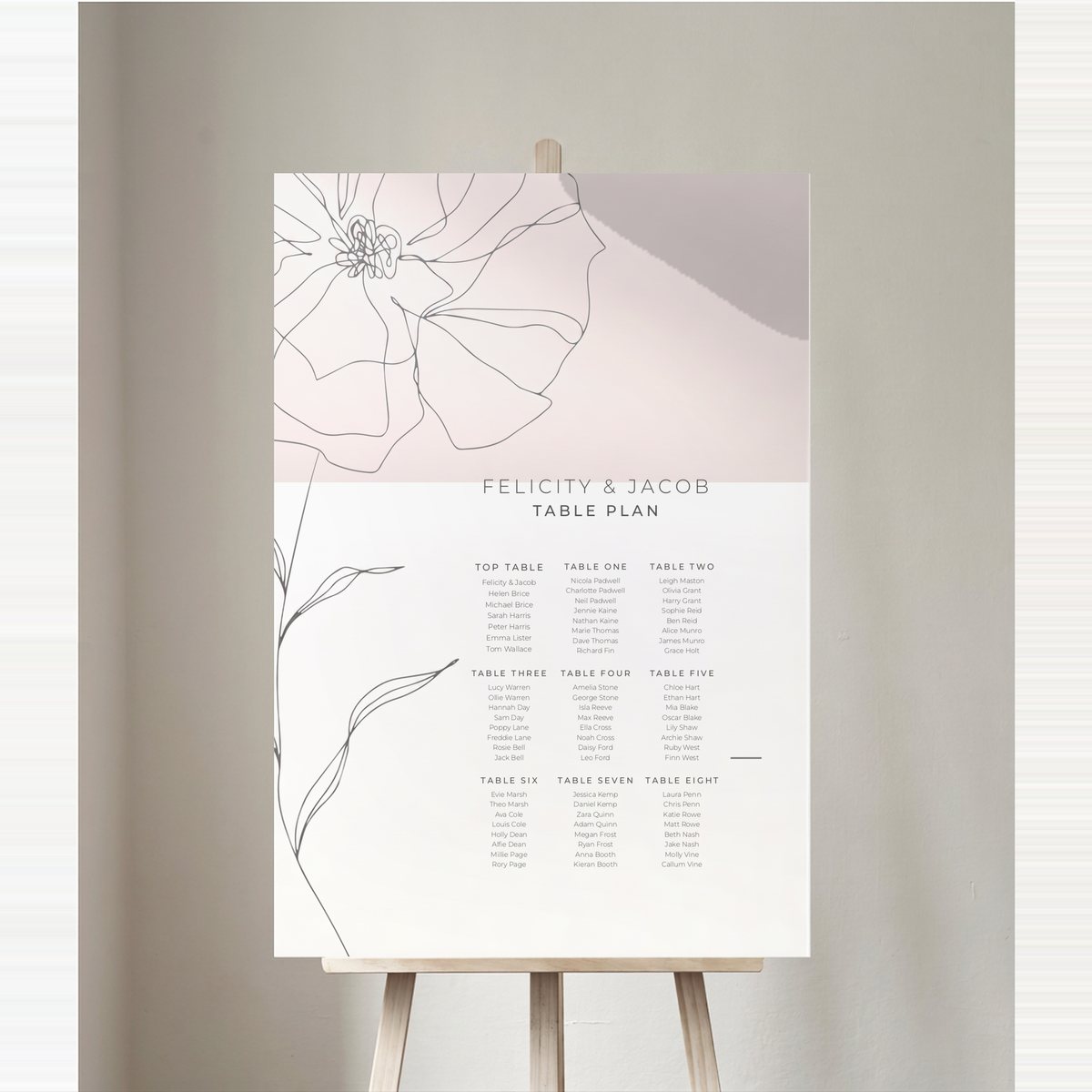 Subtle Rose Table Plan