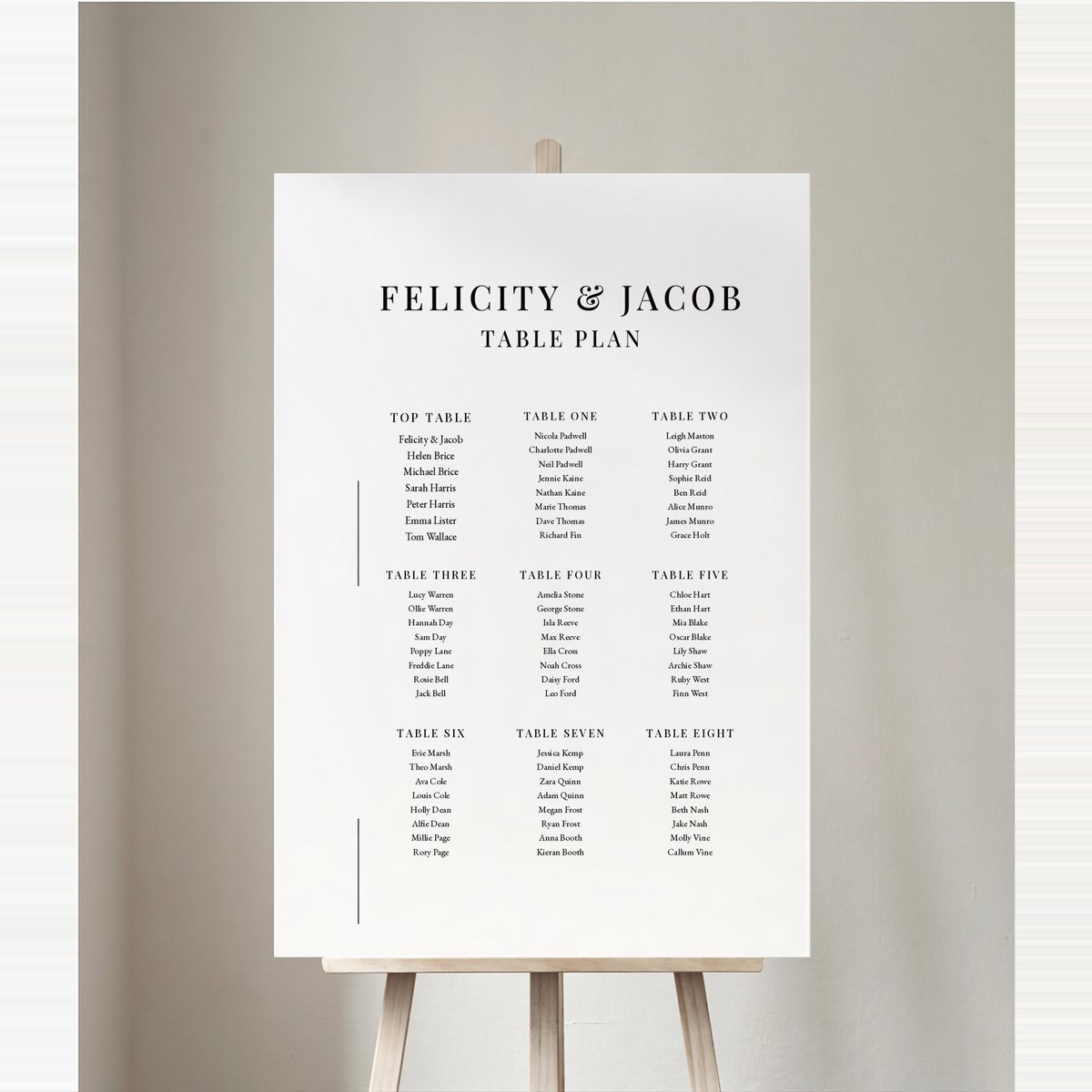 Evelyn Serif Table Plan