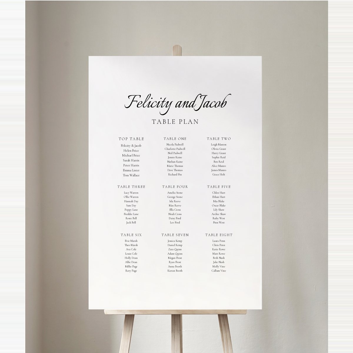 A Touch of Elegance Table Plan