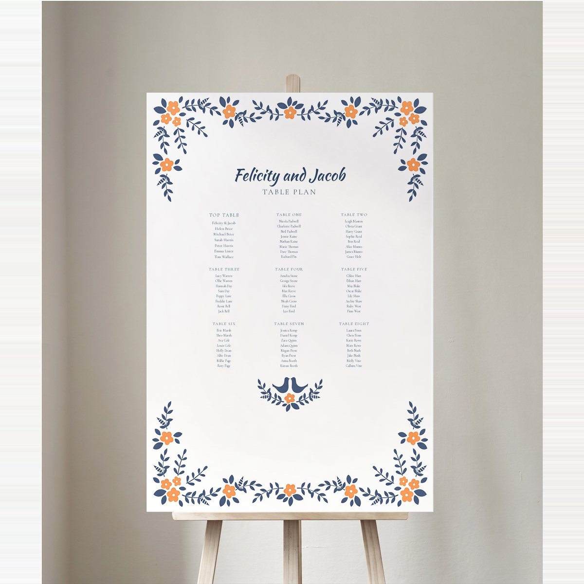 Country Floral Table Plan