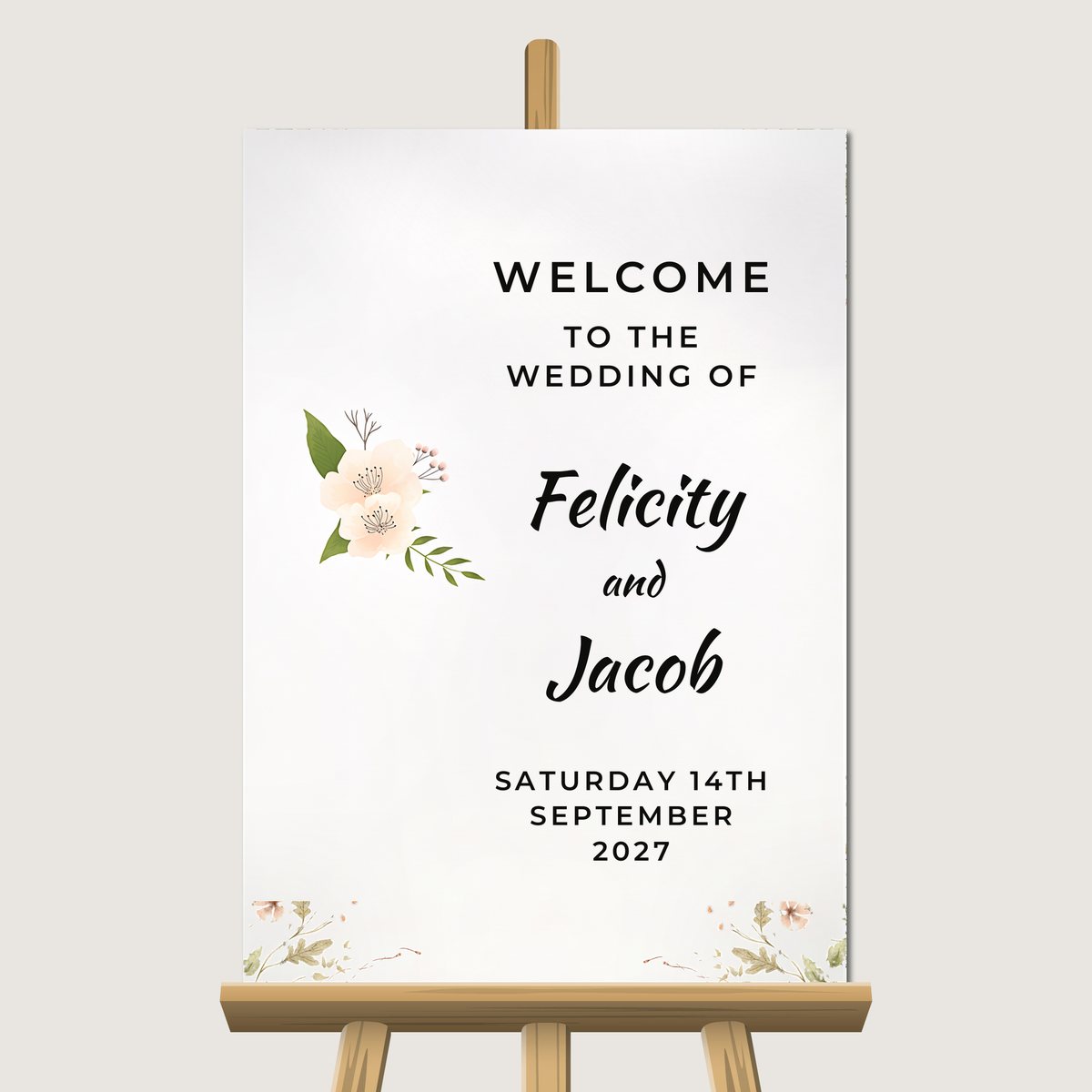 Fun Script / Flowers Welcome Sign